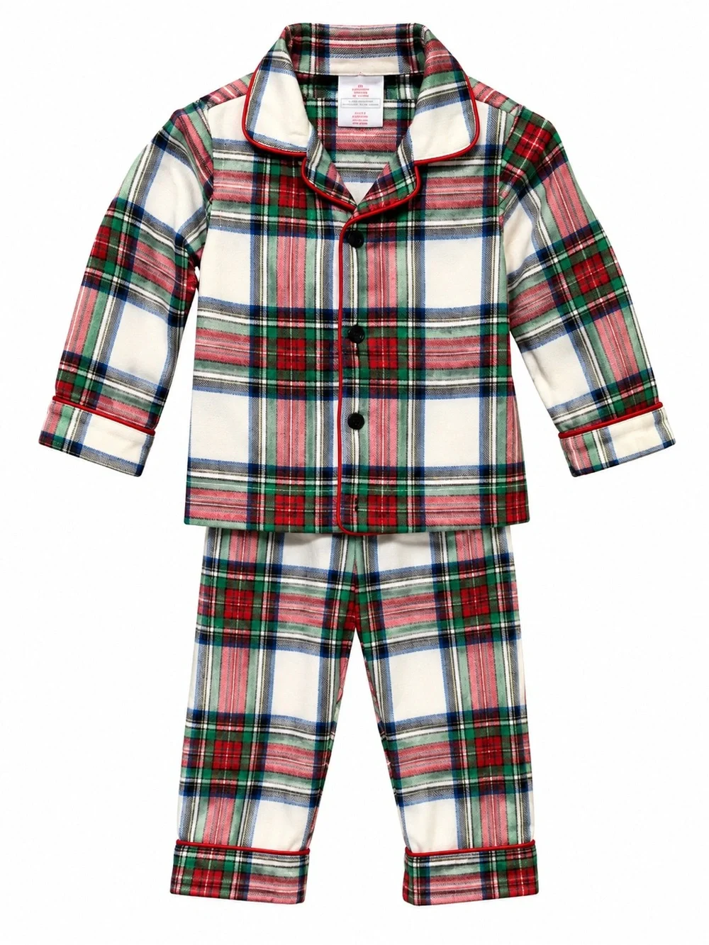 Kids Plaid Pajama Set - Red & Green